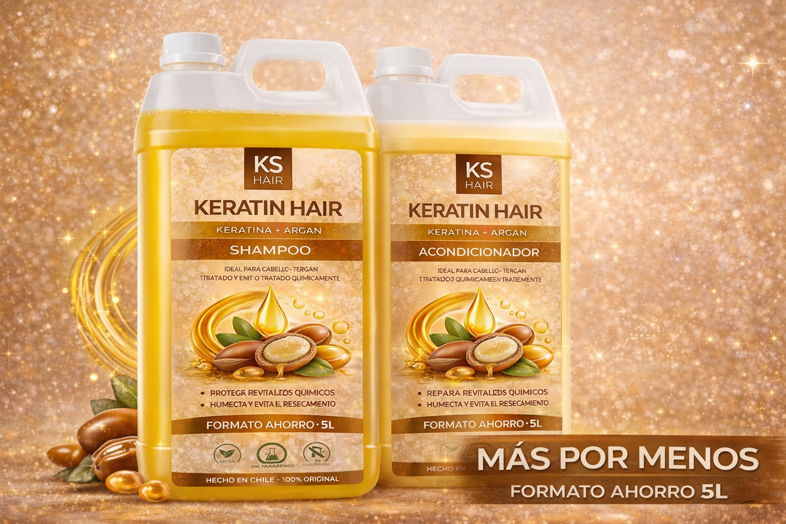 Kit Familiar 2 Bidones 5L Keratina Argán  para los     ( Cabellos tinturados o Procesados ) 1