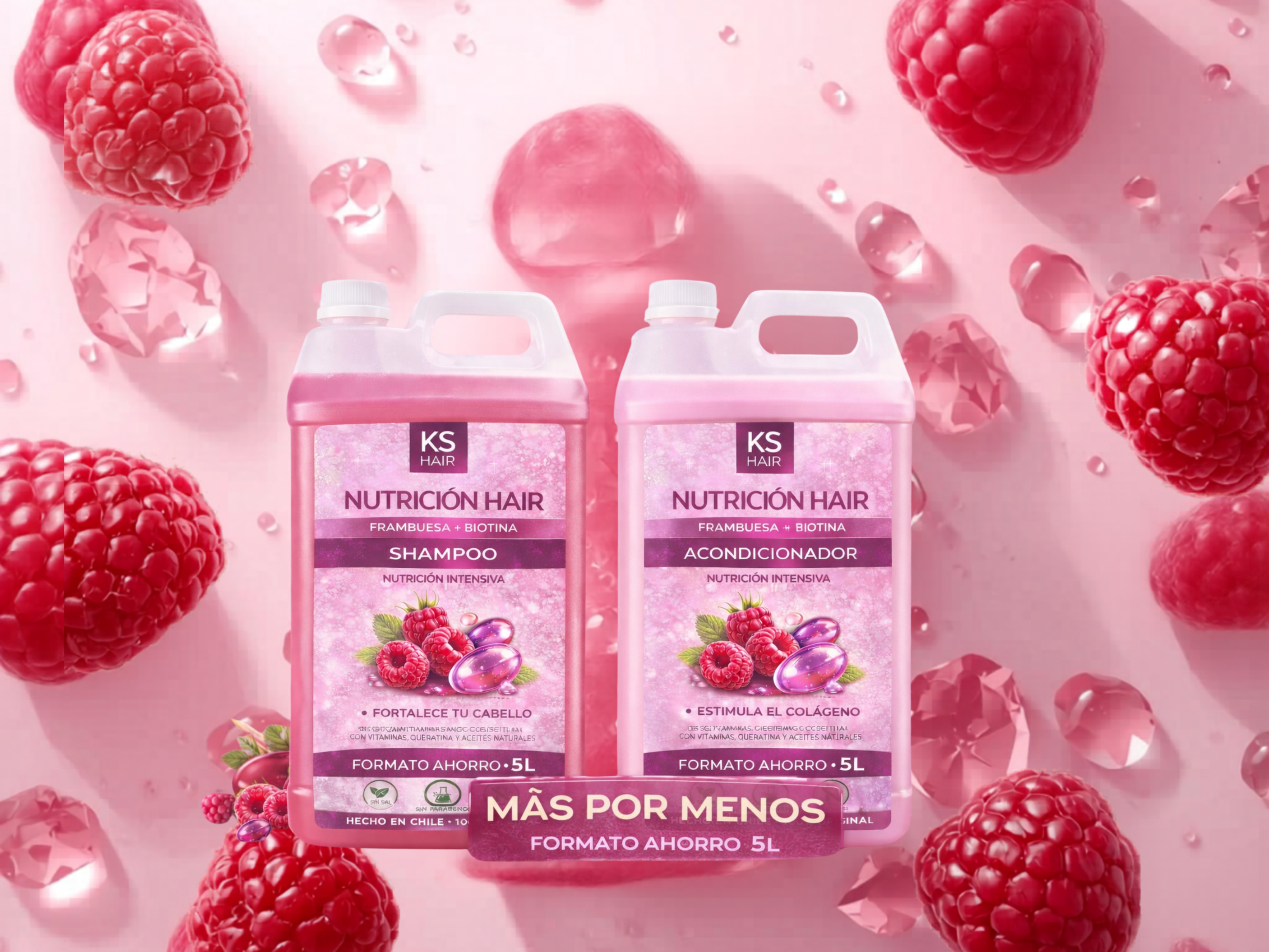 Kit Familiar 2 Bidones 5L Biotina Frambuesa  1