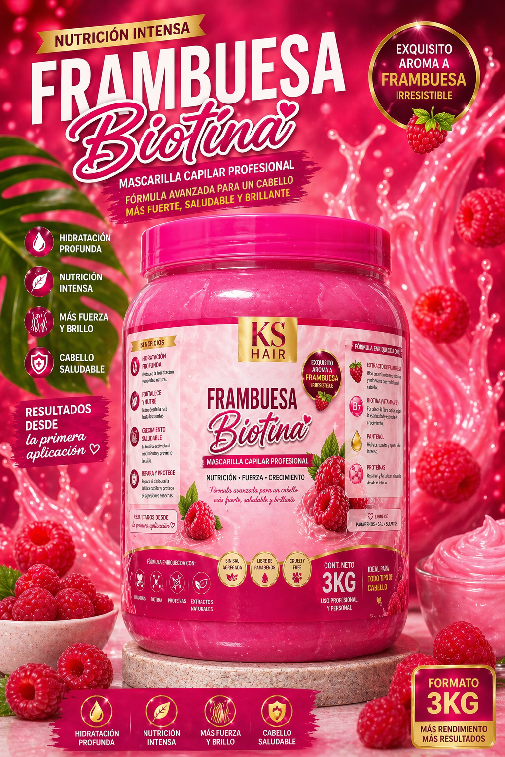 Crema Frambuesa Biotina Edición especial 3k 1