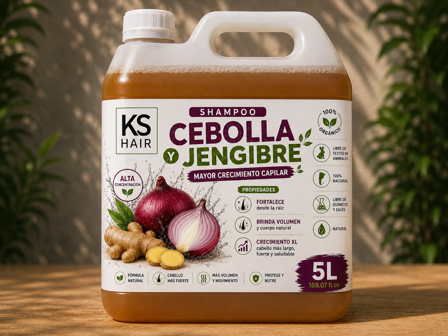 Shampoo Cebolla Jengibre Crecimiento XXL 5L 1