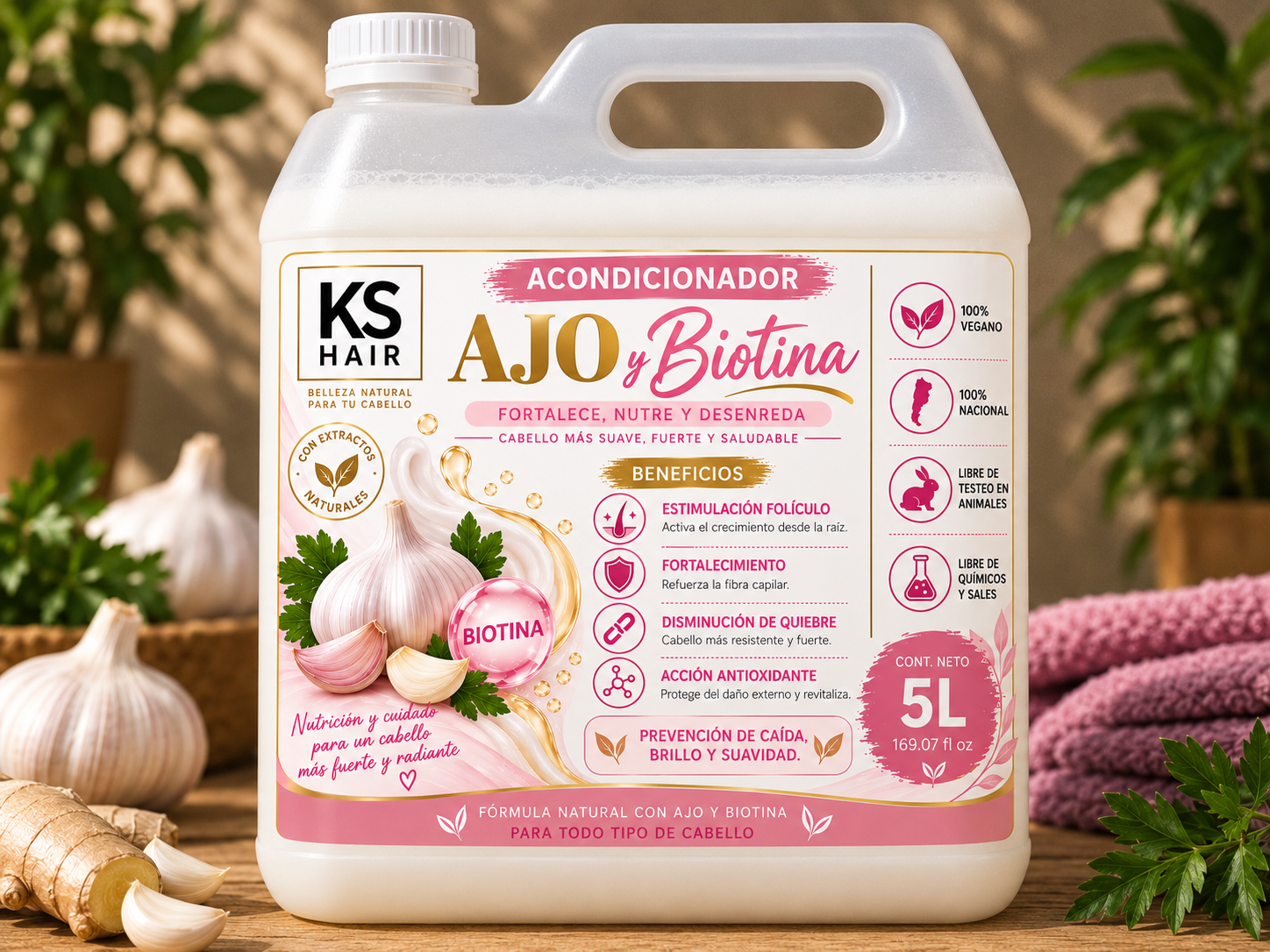 Acondicionador Prevención Caída  Ajo Biotina 5L  1