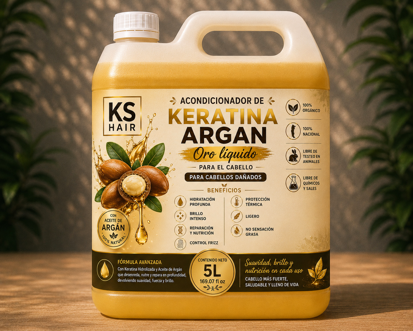 Acondicionador Keratina Argán Reparación Intensa 5L 1
