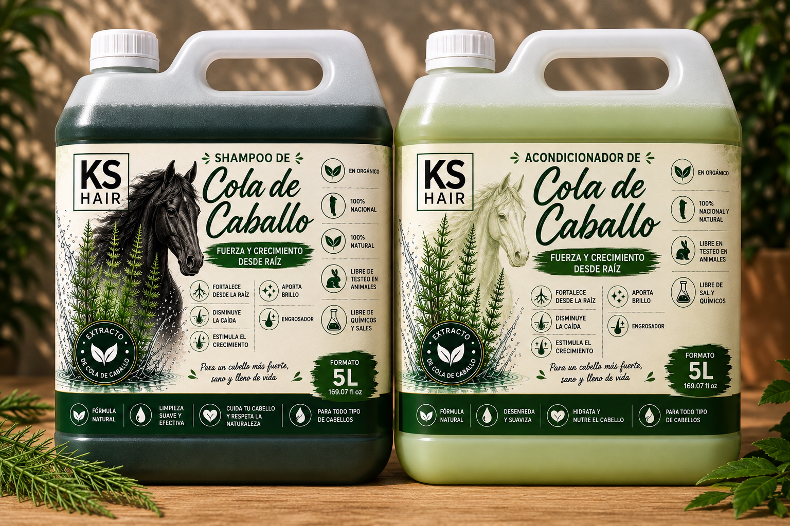 2 Bidones Cola de Caballo Anti Caída 5L 1