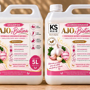 2 Bidones Ajo Biotina Prevención Caída 5L 