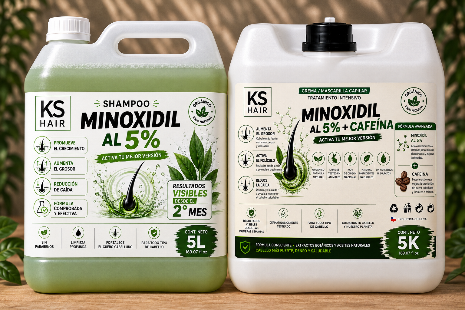 2 Bidones Minoxidil  Recuperación Capilar Todo tipo cabello 5L 1