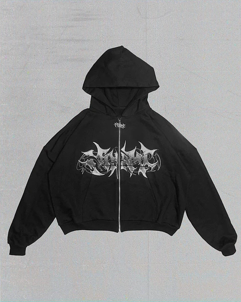 Hoodie BoxyFit zip up Logo 003