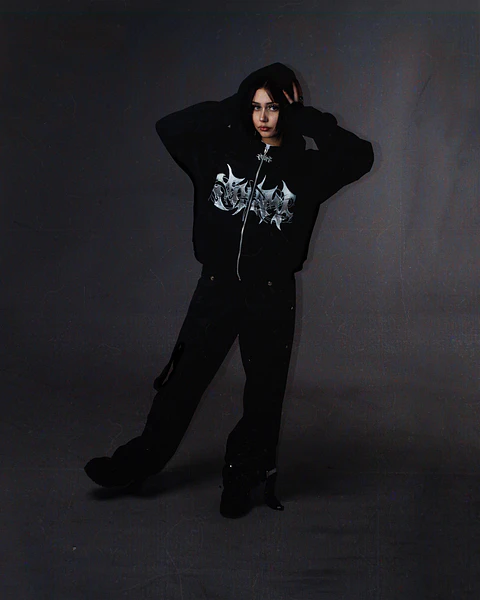 Hoodie BoxyFit zip up Logo 003
