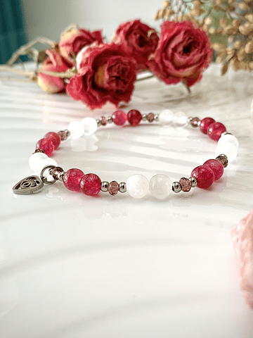 Pulsera femenina creada con Selenitas y Jade rosa