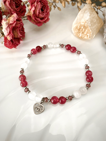 Pulsera femenina creada con Selenitas y Jade rosa