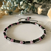 Pulsera ajustable de Espinelas negras, Ágatas moradas y Hematitas hexagonal 1