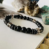 Pulsera masculina con Ónix negro, Cuarzo ahumado y Hematitas 2