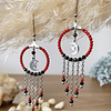 Aros de acero con argolla formada por cristales mini de Jade rojo y Espinelas negras facetadas 1
