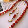 Conjunto de collar y aros creado con cristales de Cornalina y Coral rojo* 3