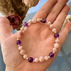 Pulsera de Piedra Luna durazno y Amatista 1