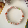 Pulsera femenina con Piedra Luna, Prehnita, Cornalina y Turmalina rosa 1