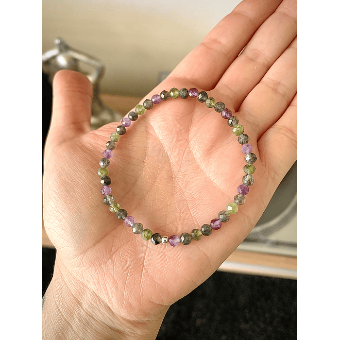 Pulsera femenina de Jade verde, Jade gris y Amatistas 1