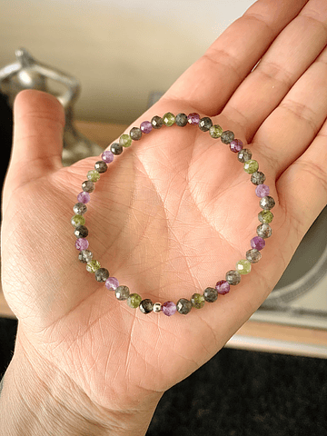 Pulsera femenina de Jade verde, Jade gris y Amatistas