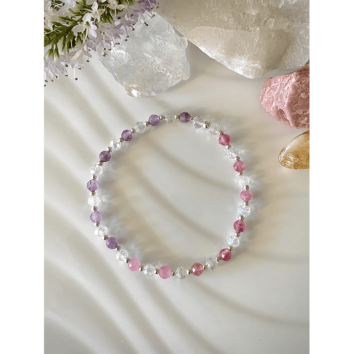 Pulsera de Amatistas y Jade rosa 1