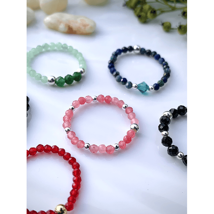 Anillos creados con piedras naturales mini facetadas 2