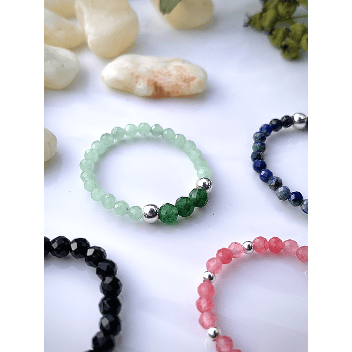 Anillos creados con piedras naturales mini facetadas 3