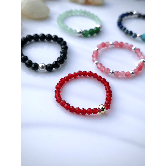 Anillos creados con piedras naturales mini facetadas 5
