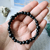 Pulsera unisex creada con Ágatas negras, Ónix negro y Hematitas 1