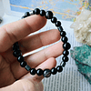 Pulsera unisex creada con Ágatas negras, Ónix negro y Hematitas 2