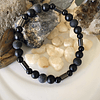 Pulsera creada con Ónix negro con cilindros de Hematitas 1