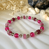 Pulsera creada con piedras chatas de Jade Rosa y Ágatas en tono fucsia 2