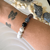 Pulsera robusta unisex con Howlitas blancas, Fluoritas y un Ónix negro mate 4