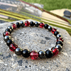 Pulsera masculina creada con Turmalinas roja, Hematitas y Ónix negro mate 1