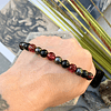 Pulsera masculina creada con Turmalinas roja, Hematitas y Ónix negro mate 2