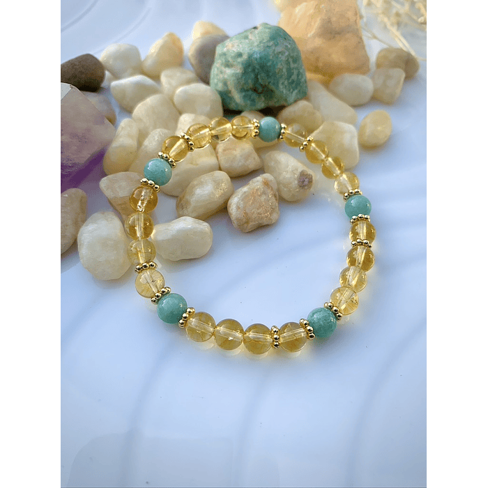 Pulsera femenina creada con Citrino y Amazonitas 1