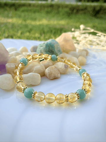 Pulsera femenina creada con Citrino y Amazonitas