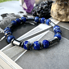 Pulsera unisex creada con Lapislázuli facetado y Hematitas 2