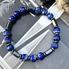 Pulsera unisex creada con Lapislázuli facetado y Hematitas 1