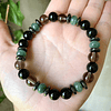 Pulsera masculina creada con Turmalina negra, Cuarzo ahumado, Jade verde y anillos de Hematita 1