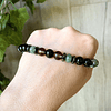 Pulsera masculina creada con Turmalina negra, Cuarzo ahumado, Jade verde y anillos de Hematita 3