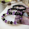 Set de tres pulseras femeninas con Amatistas, Cuarzo ahumado, Turmalinas negras y Ónix en acabados brillante y mate 3