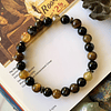 Pulsera masculina con Ojo de Tigre, Hematitas, Ágata negra y Vena de Dragón 2