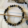 Pulsera masculina creada con Hematitas, Cuarzo Ahumado y Ónix negro mate 1