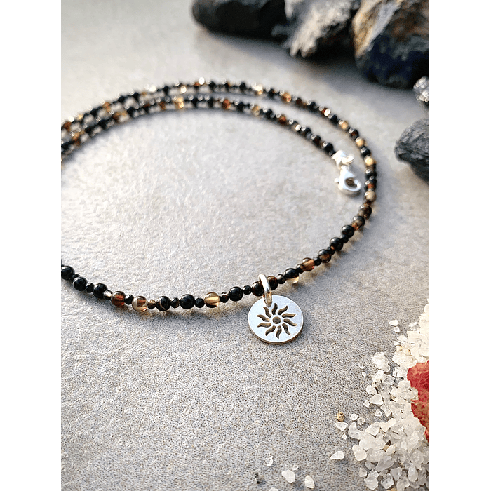 Collar Choker elaborado con Ágatas negras y plata ley 925 2