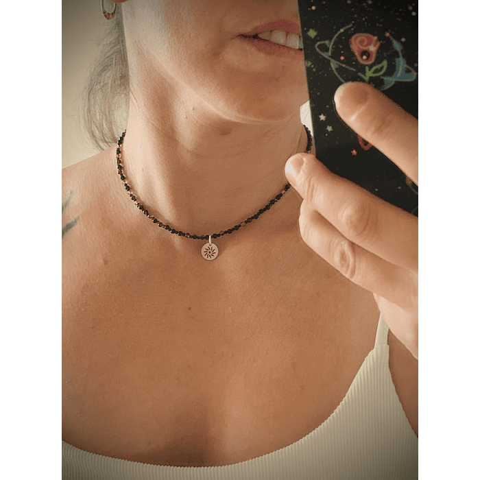 Collar Choker elaborado con Ágatas negras y plata ley 925 5