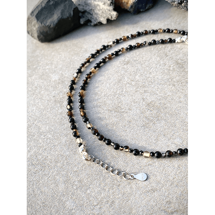 Collar Choker elaborado con Ágatas negras y plata ley 925 4