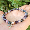 Pulsera femenina con Turmalinas sandía, Amatistas y Nudo de bruja en plata ley 925 2