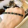Pulsera masculina creada con Ojo de gato verde, Cuarzo ahumado y anillos de Hematitas. 2