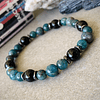Pulsera masculina con Apatitas azules, Ónix negro y anillos de Hematitas 2