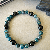 Pulsera masculina con Apatitas azules, Ónix negro y anillos de Hematitas 1