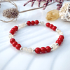 Pulsera femenina creada con Jade rojo, Piedra luna y plata ley 925 2
