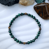 Pulsera unisex creada con Malaquitas, Ojo de tigre facetado y anillos de Hematitas 1